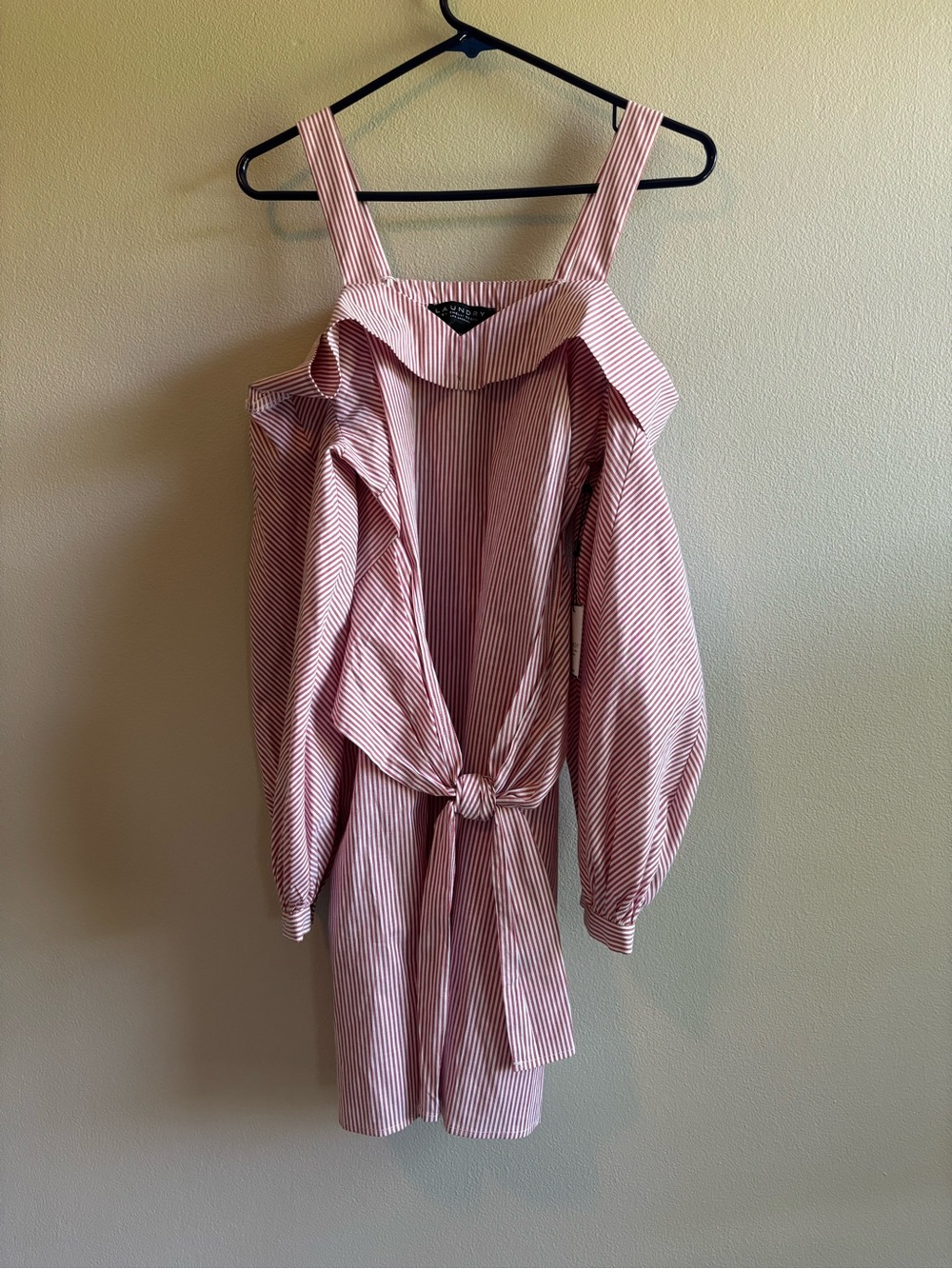 Laundry By Shelli Segal Pink and White Striped Midi Dress